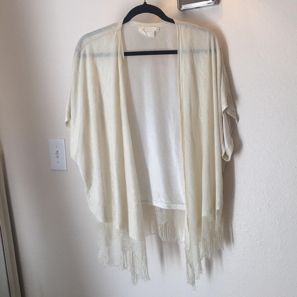 Short sleeved lace detail cardigan